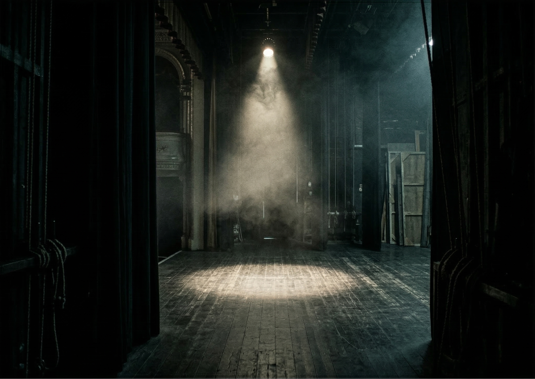 Dark stage prepared for theater direction