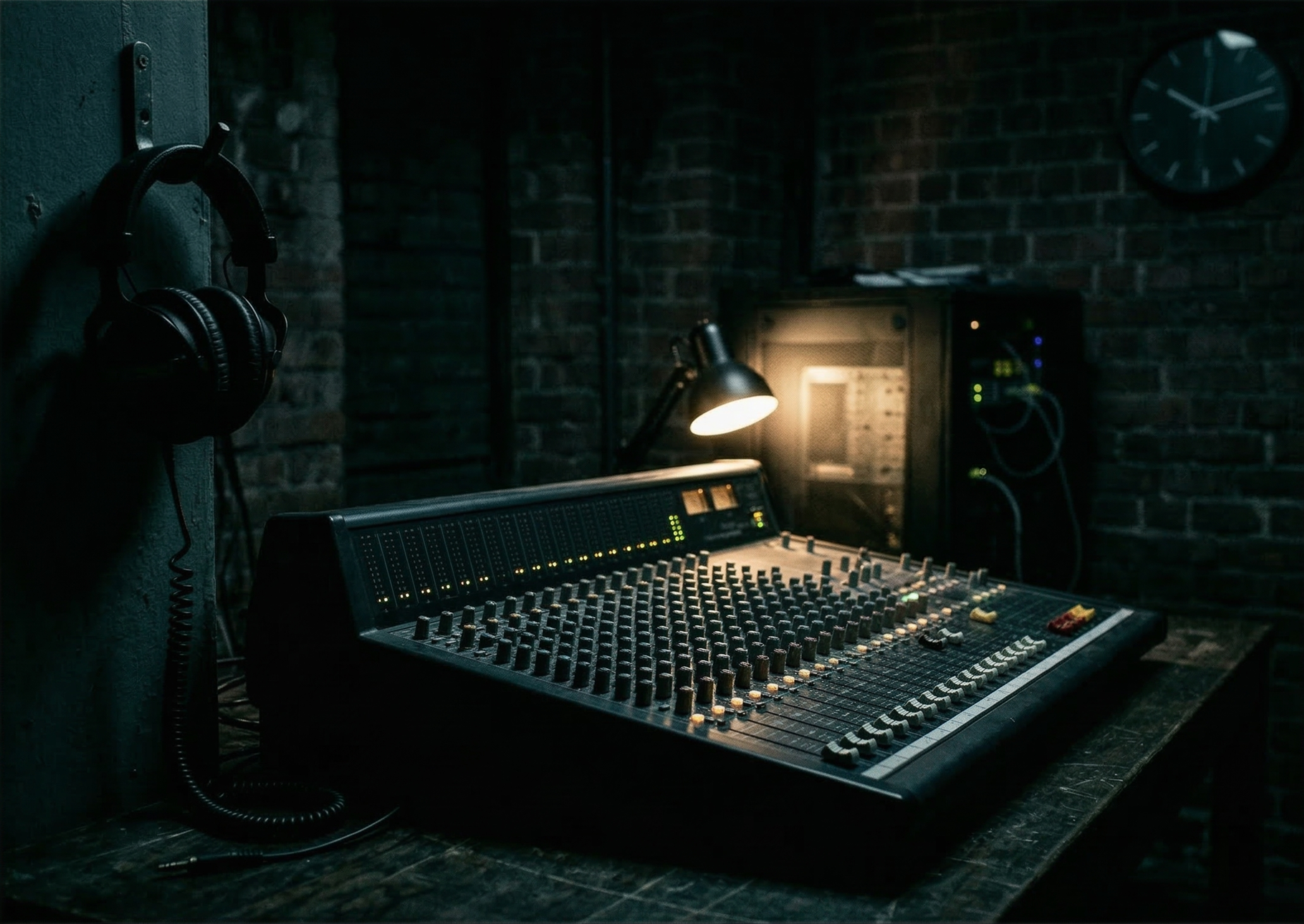 Audio desk and monitoring equipment for sound work